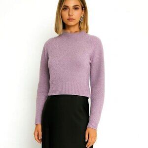 & Other Stories Alpaca Blend Knit Sweater Boxy Pile Soft Fluffy in Lilac, XS